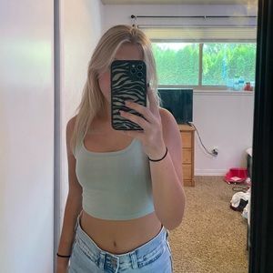 green cropped tank top